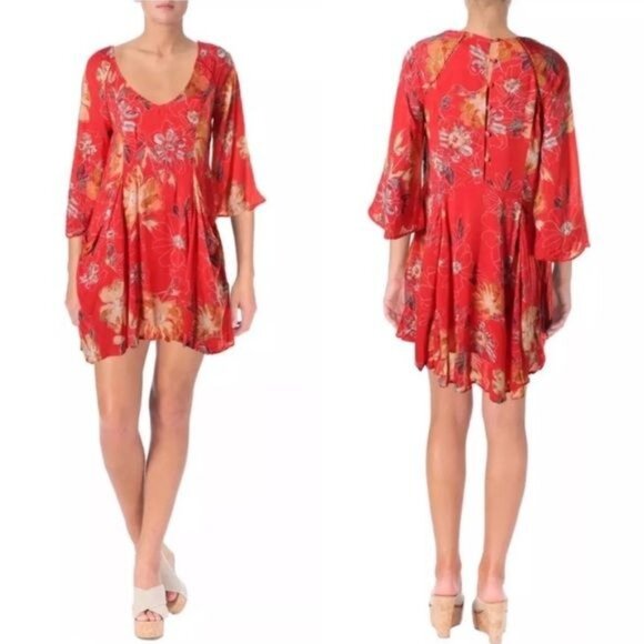 Free People Women's Eyes On You Floral Print Trapeze Dress Size 4 - Picture 2 of 13